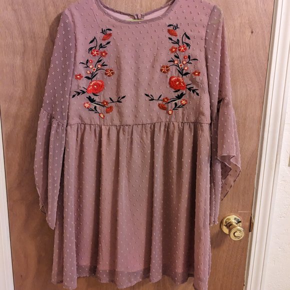 embroidered chiffon dress - Picture 5 of 5